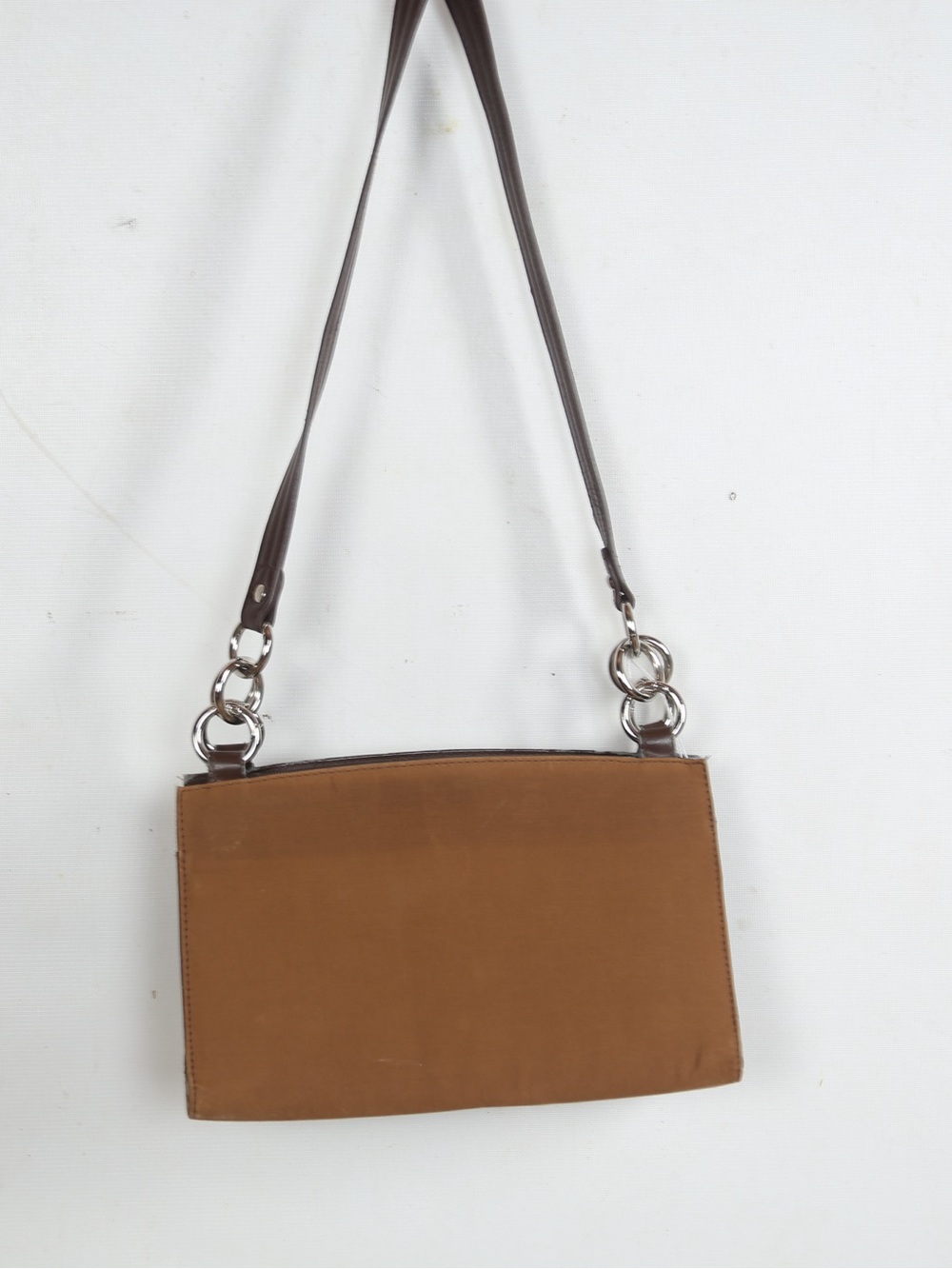 Brown Shoulder Bag with Ring-Detail Strap